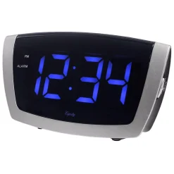 Table Clocks Equity By La Crosse Large 1.8 In. Blue LED Electric Alarm Table Clock With USB Port -Globe Sales silver equity by la crosse table clocks 75904 76 1000