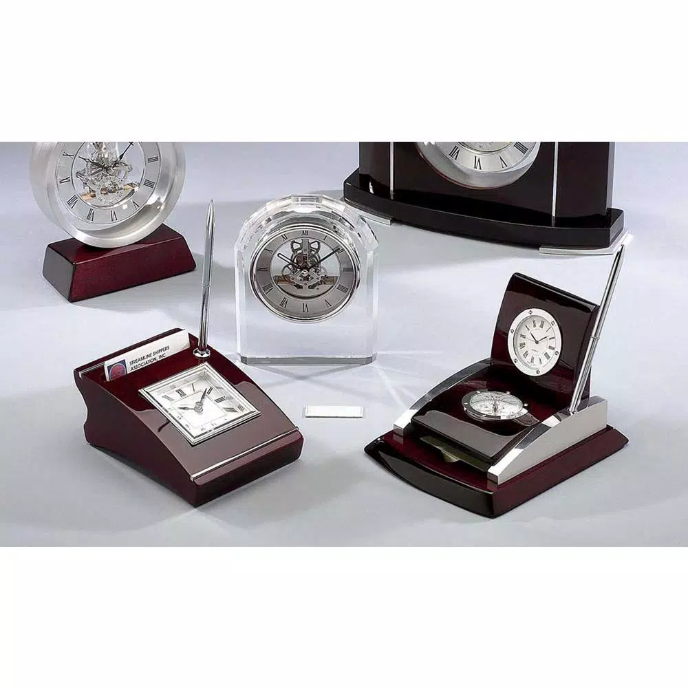 Table Clocks Heim Concept Silver Wood Clock With Cardholder And Pen 5 Table Clocks Heim Concept Silver Wood Clock With Cardholder And Pen - Image 3