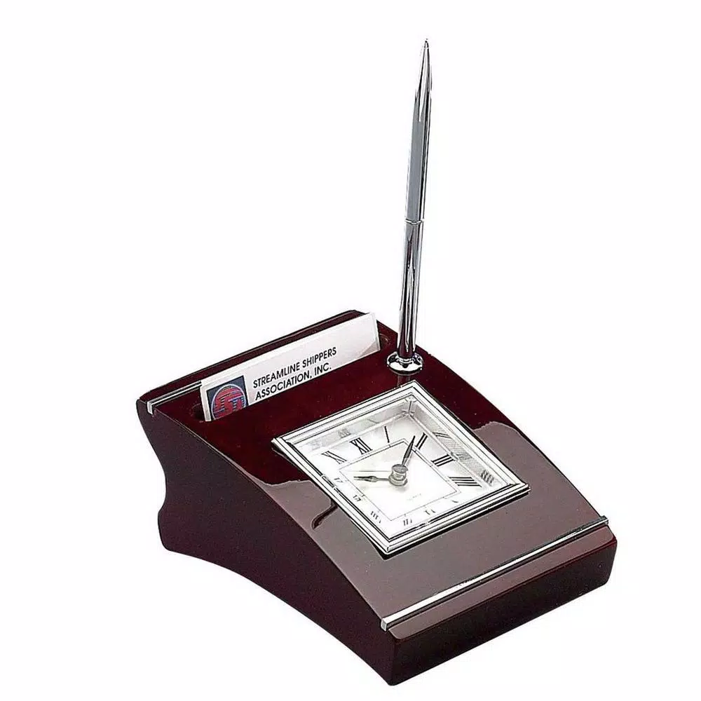 Table Clocks Heim Concept Silver Wood Clock With Cardholder And Pen 3 Table Clocks Heim Concept Silver Wood Clock With Cardholder And Pen