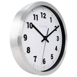 Wall Clocks La Crosse Technology 10 In. H Silver Metal Analog Wall Clock With White Dial -Globe Sales silver la crosse technology wall clocks 404 2626 4f 1000