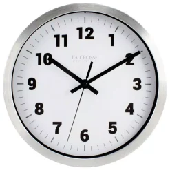 Wall Clocks La Crosse Technology 10 In. H Silver Metal Analog Wall Clock With White Dial -Globe Sales silver la crosse technology wall clocks 404 2626 76 1000