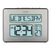 Wall Clocks La Crosse Technology Atomic Full Calendar Digital Clock With Extra Large Digits – Perfect Gift For The Elderly -Globe Sales silver la crosse technology wall clocks c86279 64 1000