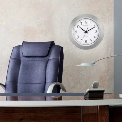 Wall Clocks La Crosse Technology 14 In. Atomic Analog Wall Clock -Globe Sales silver la crosse technology wall clocks wt 3144s 76 1000