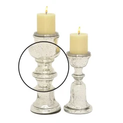 LITTON LANE Silver Glass Bell-shaped Base Candle Holders (Set Of 2) -Globe Sales silver litton lane candle holders 24649 4f 1000