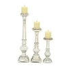 LITTON LANE Silver Glass Square-Based Candle Holders (Set Of 3) -Globe Sales silver litton lane candle holders 24653 64 1000