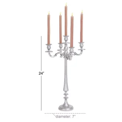 Candle Holders LITTON LANE 24 In. X 10 In. Classic Aluminum Five Light Candelabra In Polished Finish -Globe Sales silver litton lane candle holders 30854 1f 1000