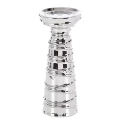 LITTON LANE Contemporary Silver-Finished Ceramic Candle Holders (Set Of 3) -Globe Sales silver litton lane candle holders 71691 1f 1000