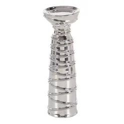 LITTON LANE Contemporary Silver-Finished Ceramic Candle Holders (Set Of 3) -Globe Sales silver litton lane candle holders 71691 fa 1000