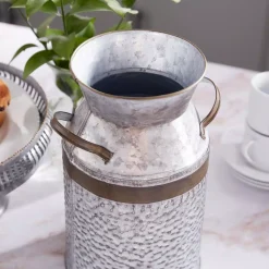 Decorative Bottles LITTON LANE 8 In. X 12 In. Farmhouse Galvanized Iron Milk Can -Globe Sales silver litton lane decorative bottles 93993 31 1000