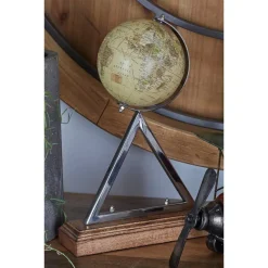 Globes LITTON LANE 14 In. Rustic Globe With Triangular Stand