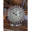 Table Clocks LITTON LANE Vintage Silver Gear Table Clock -Globe Sales silver litton lane table clocks 68957 64 1000