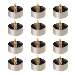 Flameless Candles LUMABASE Battery Operated Silver Plated LED Tea Lights (12-Count)