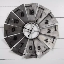 Wall Clocks Pinnacle Windmill Galvanized Metal Silver Wall Clock