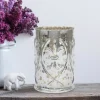 Candle Holders Stonebriar Collection 6.5 In. Antique Silver Glass Fluer De Lis Pillar Candle Holder -Globe Sales silver stonebriar collection candle holders sb 5970a 64 1000