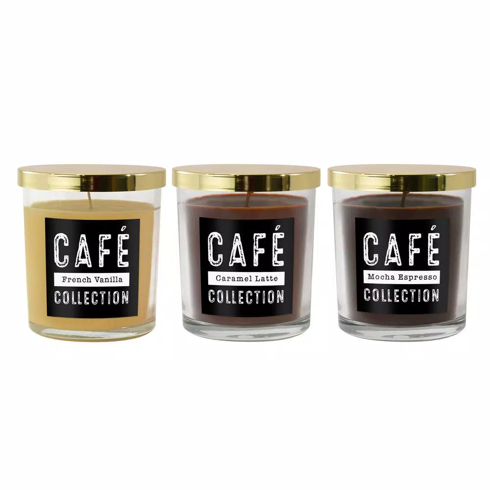 LUMABASE Coffee Cafe Collection Scented Candles In 10 Oz. Glass Jars (Set Of 3) 3 LUMABASE Coffee Cafe Collection Scented Candles In 10 Oz. Glass Jars (Set Of 3)