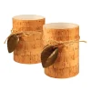 LUMABASE 4 In. Cork With Leaf Flameless Candles (set Of 2)