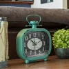 Table Clocks La Crosse Technology Distressed Teal Metal Decorative Clock -Globe Sales teal green la crosse technology table clocks 404 3425 64 1000