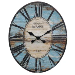 Wall Clocks 3R Studios Turquoise Oval Wood Wall Clock