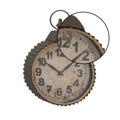 Wall Clocks LITTON LANE Rustic Distressed Round Analog Wall Clock -Globe Sales vintage white litton lane wall clocks 42554 4f 1000