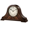 Table Clocks Bulova 9 In. H X 15.25 In W Walnut Traditional Table Clock With Hardwood Case -Globe Sales walnut bulova table clocks b1515 64 1000
