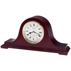 Table Clocks Bulova Bent Wood Case With Walnut Mantel Chime Clock
