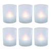 Flameless Candles LUMABASE Flameless Votive Candles 2.25 In. Warm White Plastic Frosted Holders (6 Count)