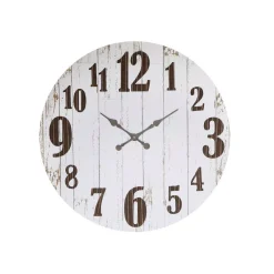Wall Clocks 3R Studios Distressed White Wood Slat Wall Clock
