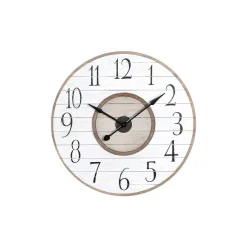 Wall Clocks 3R Studios White Distressed Wood Slat Wall Clock