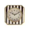 Table Clocks Zentique Black And White Striped With Gold Trimmed Rounded Square Table Clock