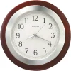 Wall Clocks Bulova 14 In. H X 14 In. W Round Wall Clock With Wood Case And Brushed Aluminum Bezel