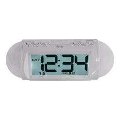 Table Clocks Equity By La Crosse Mood Light 7.25 In. LED Alarm Table Clock With Nature Sounds And MP3 Aux-Input -Globe Sales white equity by la crosse table clocks 31112 1f 1000