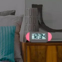 Table Clocks Equity By La Crosse Mood Light 7.25 In. LED Alarm Table Clock With Nature Sounds And MP3 Aux-Input -Globe Sales white equity by la crosse table clocks 31112 31 1000