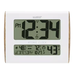 Wall Clocks La Crosse Technology Digital Atomic Faux Wood Sided Wall Clock With Temperature And Indoor Humidity