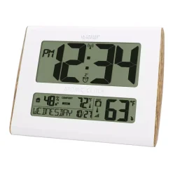 Wall Clocks La Crosse Technology Digital Atomic Faux Wood Sided Wall Clock With Temperature And Indoor Humidity 11 Wall Clocks La Crosse Technology Digital Atomic Faux Wood Sided Wall Clock With Temperature And Indoor Humidity -Globe Sales white la crosse technology wall clocks 513 1919 int c3 1000