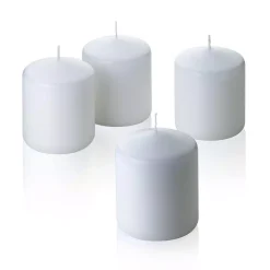 Light In The Dark 3 In. X 3 In. Unscented White Pillar Candles (4-Count) -Globe Sales white light in the dark candles litd w pillar 3x3 4 c3 1000