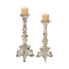 Candle Holders LITTON LANE White Wood And Iron 4-Footed Candle Holder (Set Of 2) 1 Candle Holders LITTON LANE White Wood And Iron 4-Footed Candle Holder (Set Of 2) -Globe Sales white litton lane candle holders 20408 64 1000
