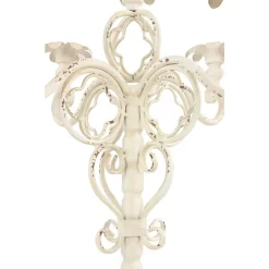 Candle Holders LITTON LANE Tall Vintage White Metal Candelabra With Scrolled Arms -Globe Sales white litton lane candle holders 20460 4f 1000