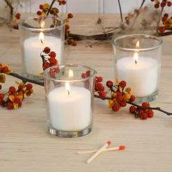 LUMABASE Candles (15 Hours) In Clear Glass Votives 12-Count -Globe Sales white lumabase candles 30748 1f 1000