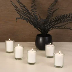 LUMABASE Candles (15 Hours) In Clear Glass Votives 12-Count -Globe Sales white lumabase candles 30748 44 1000