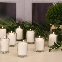 LUMABASE Candles (15 Hours) In Clear Glass Votives 12-Count -Globe Sales white lumabase candles 30748 4f 1000