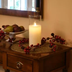 Flameless Candles LUMABASE Battery Operated 10 In. Glass Hurricane Candle With Moving Flame -Globe Sales white lumabase flameless candles 25201 44 1000