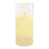 Flameless Candles LUMABASE Battery Operated 10 In. Glass Hurricane Candle With Moving Flame -Globe Sales white lumabase flameless candles 25201 64 1000