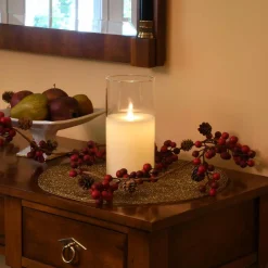 Flameless Candles LUMABASE Battery Operated 8 In. Glass Hurricane Candle With Moving Flame -Globe Sales white lumabase flameless candles 25301 1f 1000