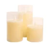 Flameless Candles LUMABASE Battery Operated Glass Hurricane Candles With Moving Flame (Set Of 3)