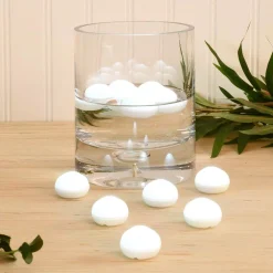 Flameless Candles LUMABASE 1.25 In. D X 0.875 In. H X 1.25 In. W White Floating Blimp Lights (12-Count) -Globe Sales white lumabase flameless candles 54012 1f 1000