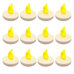 Flameless Candles LUMABASE 1.25 In. X 1.25 In. X 1.25 In. Amber Floating LED Tea Light Candle (12-Count)