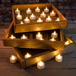 Flameless Candles LUMABASE Battery Operated LED Tea Lights In White (24-Count) -Globe Sales white lumabase flameless candles 84924 4f 1000