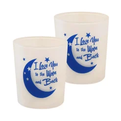 Flameless Candles LUMABASE Battery Operated LED Candles – I Love You To The Moon And Back (Set Of 2)
