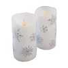 LUMABASE 6 In. Silver Snowflake Flameless Candles (Set Of 2) -Globe Sales white silver lumabase flameless candles 92102 64 1000