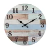 Wall Clocks Stonebriar Collection Coastal Worn Blue And White Wooden Wall Clock -Globe Sales white stonebriar collection wall clocks sb 6150a 64 1000